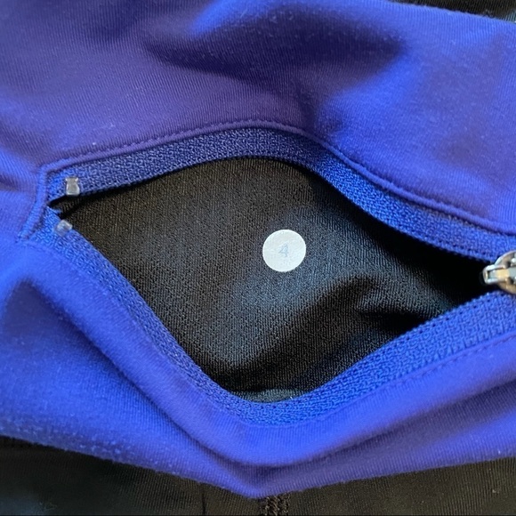 LULULEMON Speed Tight Ruched Pants Black & Blue 4 - Picture 4 of 5